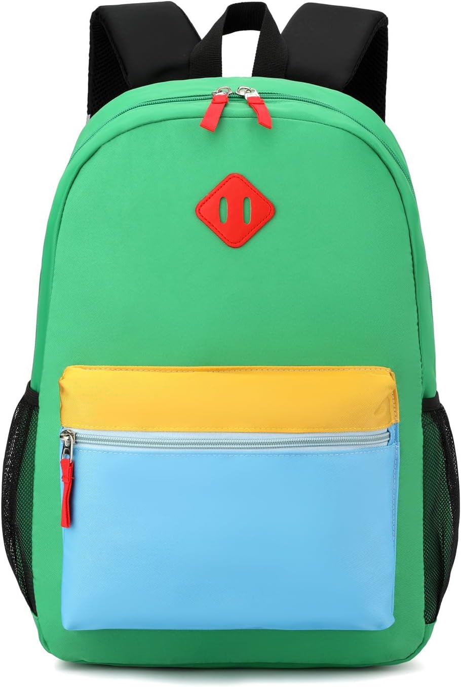 Elementary Backpack for Boys and Girls 5-9 Years Kindergarten Primary Kids Bookbag with Chest Buckle (Green Blue, Large-17inch)