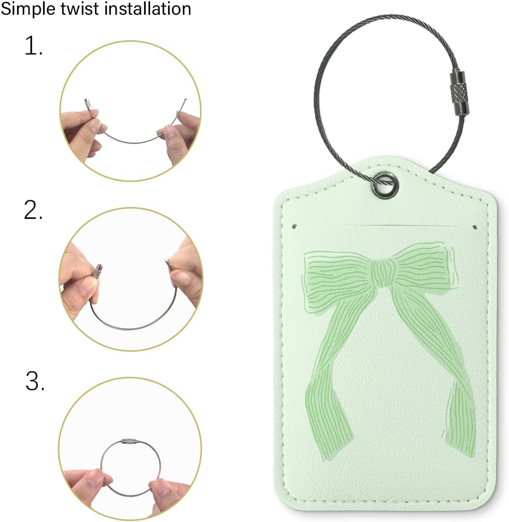 Coquette Sage Green Bow Luggage Tags for Suitcases, Sage Green Bow Cute Bag Travel Tags for Luggage for Women, Trendy 2 Pack Luggage Tag for Travel,Teen Girls Gifts Suitcase Tags