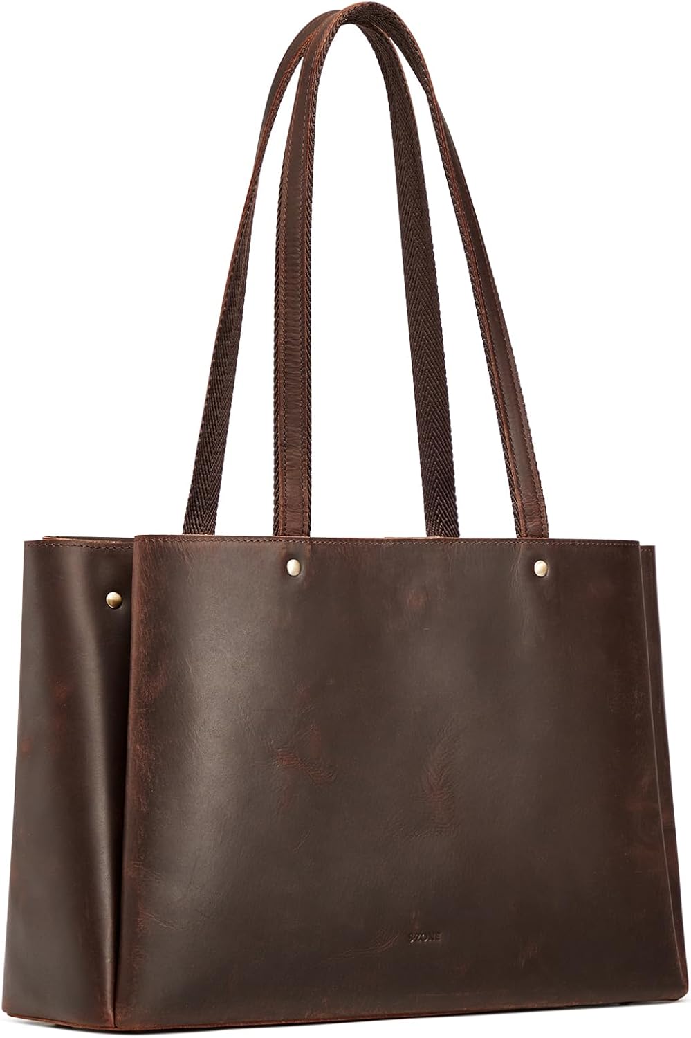 S-ZONE Genuine Leather Tote Bag for Women Work Large Shoulder Handbag with Zipper Compartment for Travel Professional