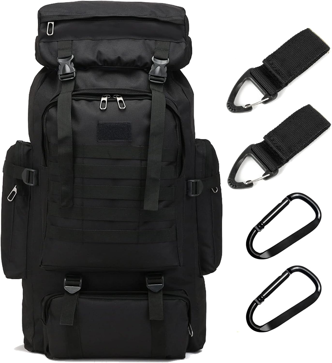 70L Hiking Backpack for Men, Waterproof Lightweight Camping Backpack, Military Rucksack with Molle, 3-Day Assault Pack for Travel, Climbing, Outdoor Sports(Black)