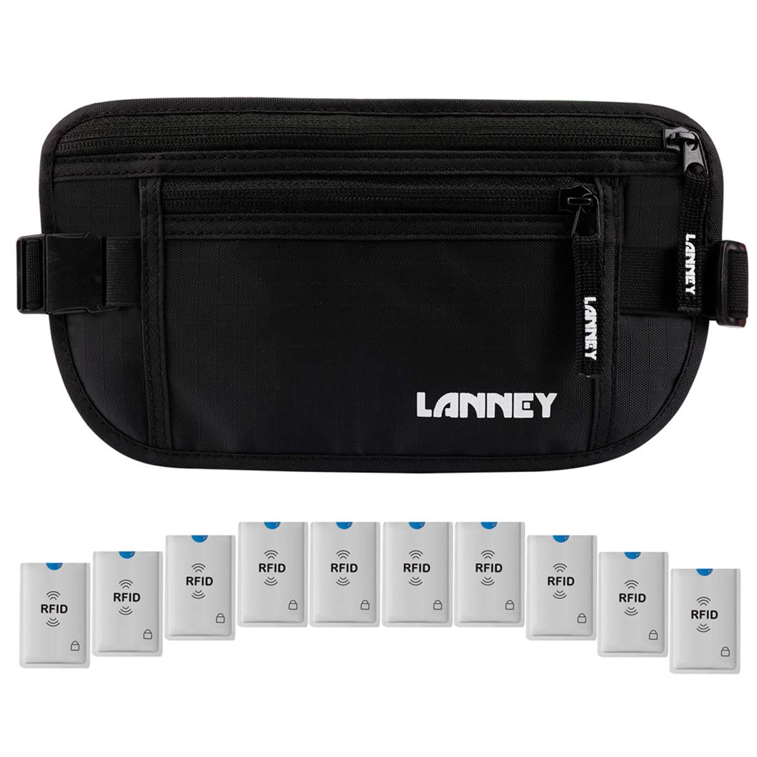 Travel Money Belt RFID Blocking Waist Wallet Waterproof Hidden Stash for Men Women, Under Clothes