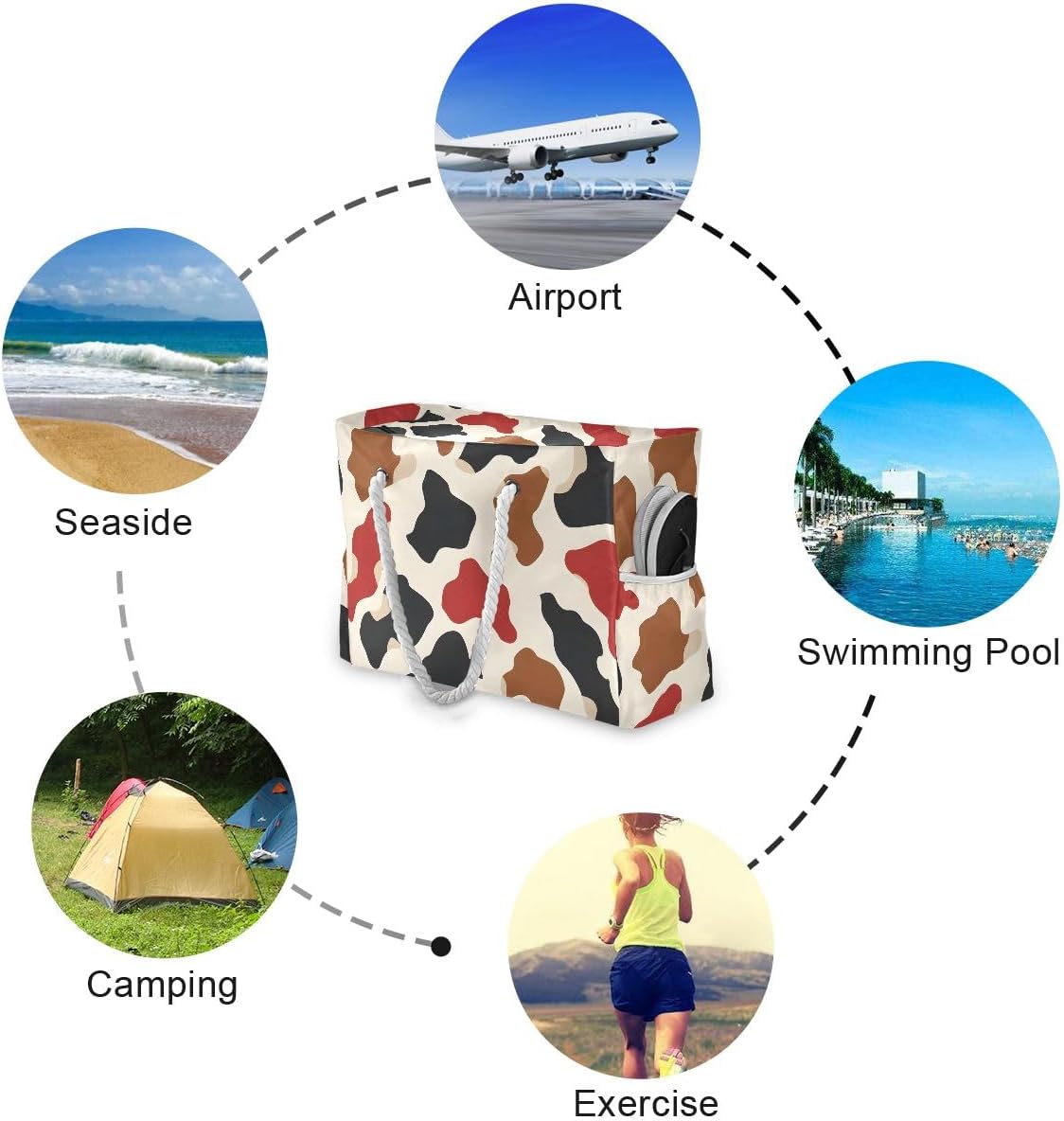 senya Large Beach Bags Totes Swim Canvas Tote Shoulder Bag Water Resistant Bags for Gym Travel Daily