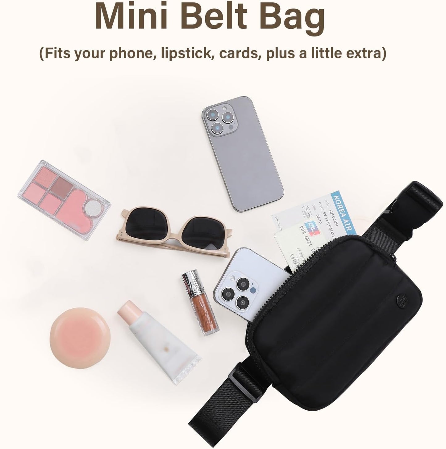 Fanny Packs for Women，Waterproof Belt Bag Bum Bags for Crossbody，Fashion Waist Packs with Adjustable Strap for Traveling, Hiking, Running（Black）