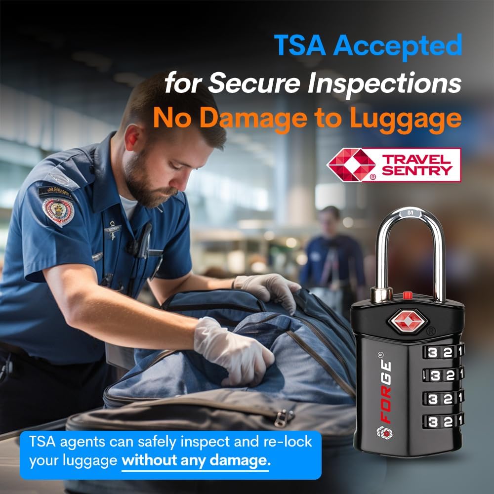 Forge TSA Approved Luggage Locks for Air Travel, Gym Lockers, School Lockers, Pelican Cases, Easy