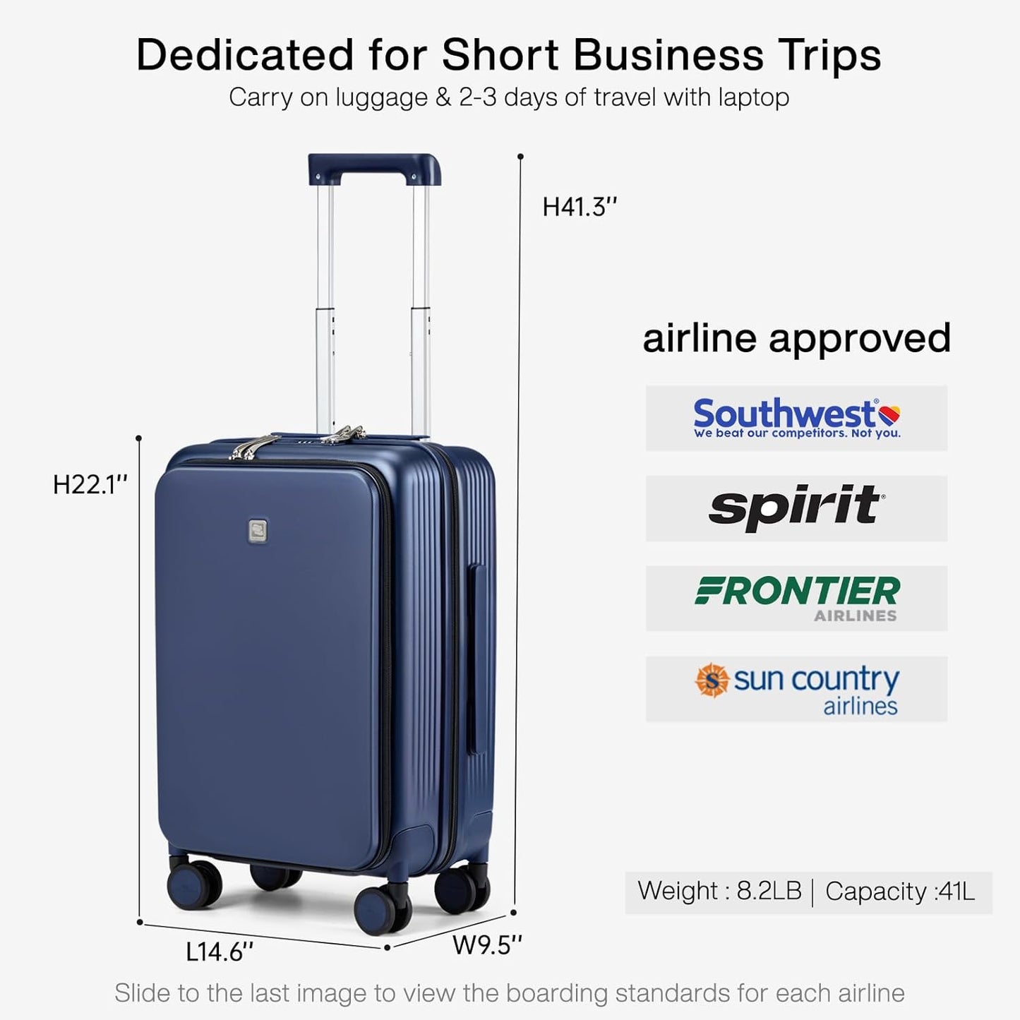 Hanke Grace Carry On Luggage with Wheels Airline Approved Hard Shell Suitcases with Front