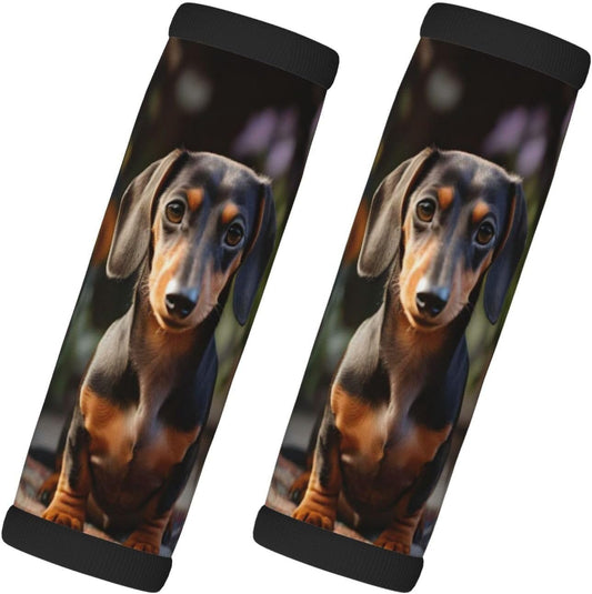 Luggage Handle Wraps Cute Dachshund Dog Luggage Identifiers Soft Neoprene Luggage Handle Wraps For Suitcase Trolley Handle Grip Cover 2 Pack Luggage Tags