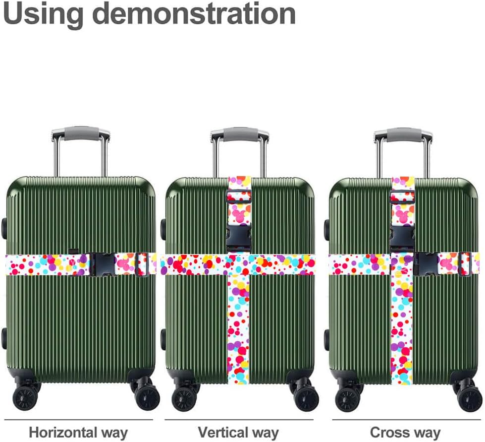 Luggage Straps for Suitcases TSA Approved Easy Pack Organized Suitcase Strap, Luggage Strap, Luggage Belt Strap, Bag Straps for Luggage. Buckle Straps Travel Accessories (Colorful Dot)