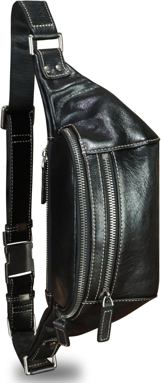 Genuine Leather Fanny Pack for Women and Men Vintage Real Leather Waist Bag Hip Bum Crossbody Sling Bag