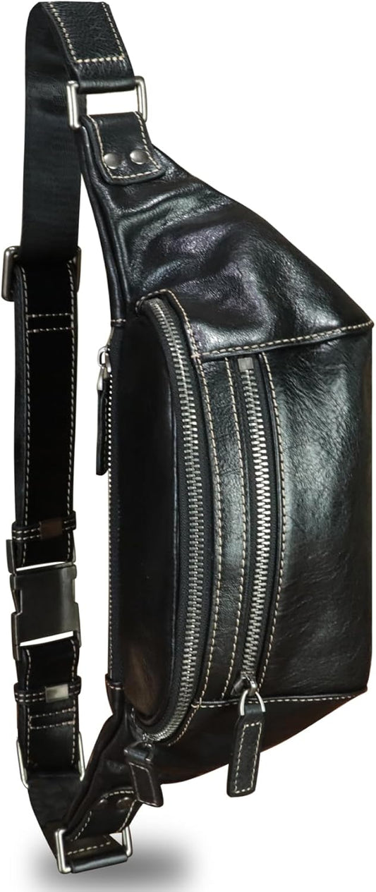Genuine Leather Fanny Pack for Women and Men Vintage Real Leather Waist Bag Hip Bum Crossbody Sling Bag