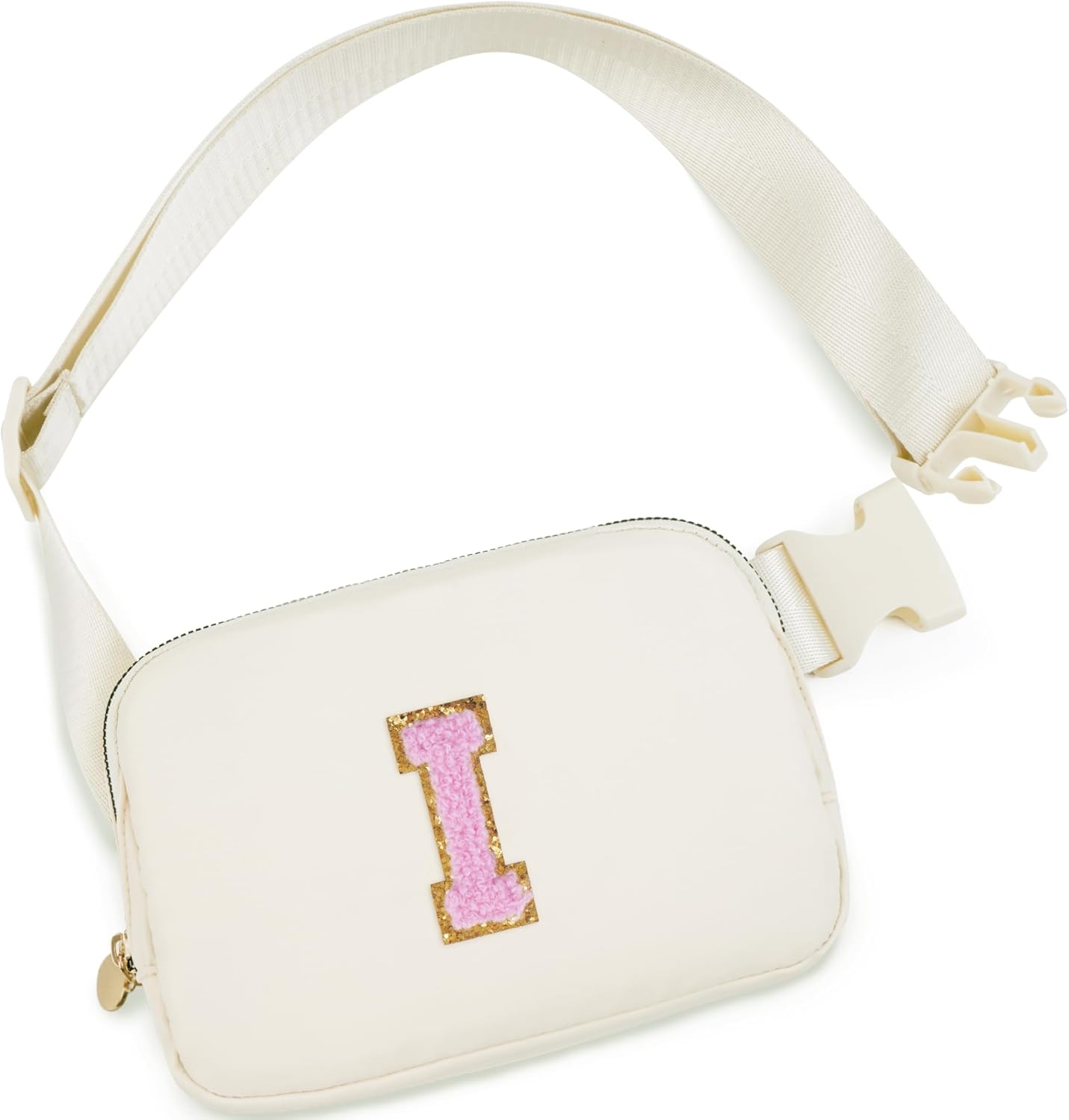Personalized Belt Bag for Women Girls - Fashion Mini Waist Packs with Adjustable Strap - Trendy Travel Fanny Pack Crossbody Bags with Initial Letter - Teen Gifts | Cream,I