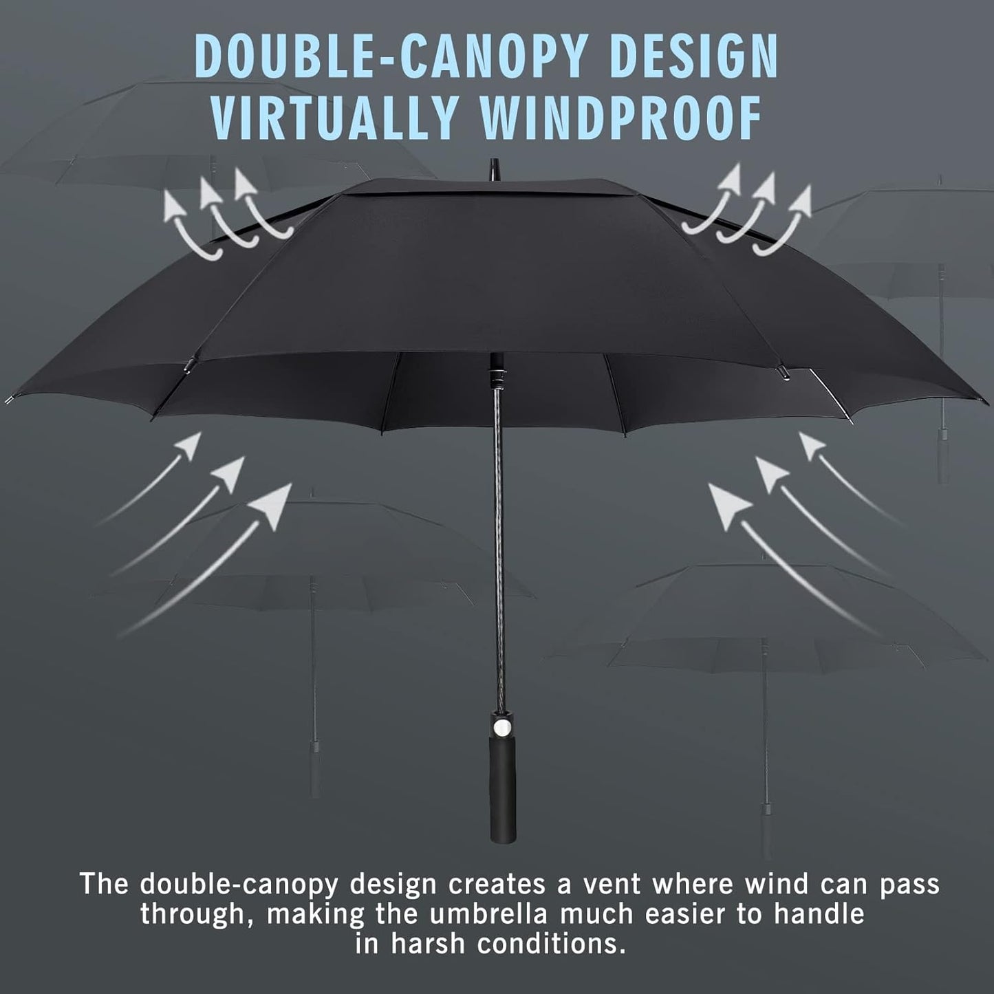 ZOMAKE Golf Umbrella Windproof, Extra Large Oversized Heavy Duty Double Canopy for Rain, Sports