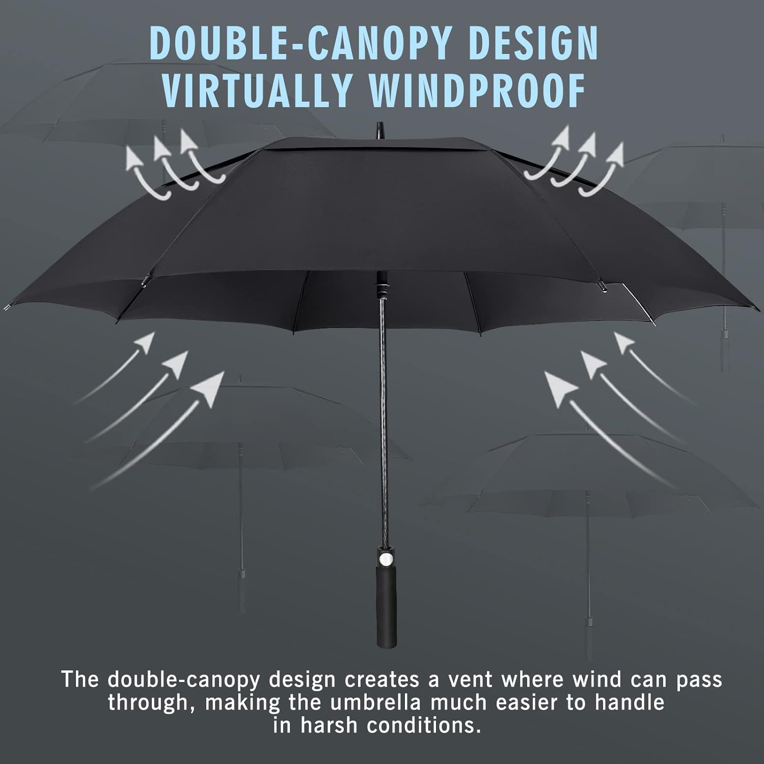 ZOMAKE Golf Umbrella Windproof, Extra Large Oversized Heavy Duty Double Canopy for Rain, Sports