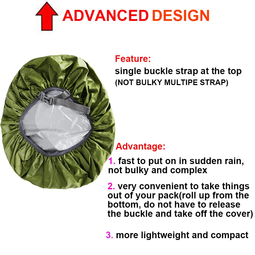Evotopf Waterproof Backpack Rain Cover with Adjustable Anti Slip Buckle Strap & Sliver Coating