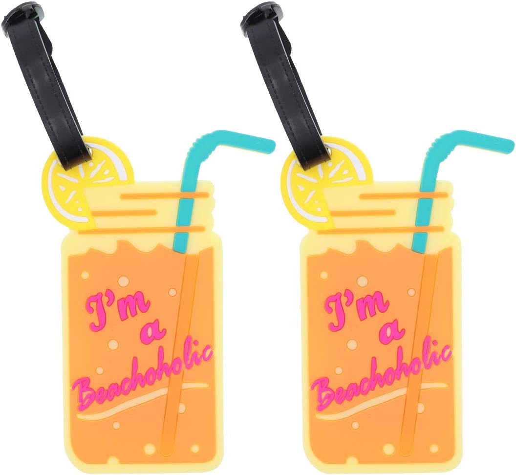 SandT Collection I'm a Beachoholic Luggage Tag - Set of 2 - Pale Yellow