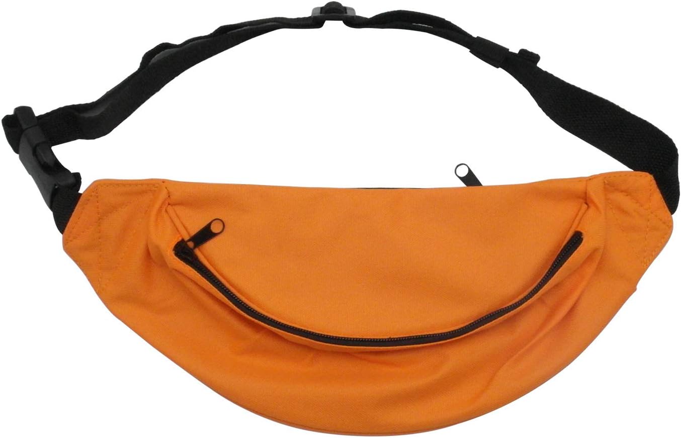 Unisex Men Women Fashion Sporty Multi-purpose 2-Zipper Waist Belt Bag Fanny Pack Adjustable Strap for Sport Hiking Traveling Passport Wallet (Orange)