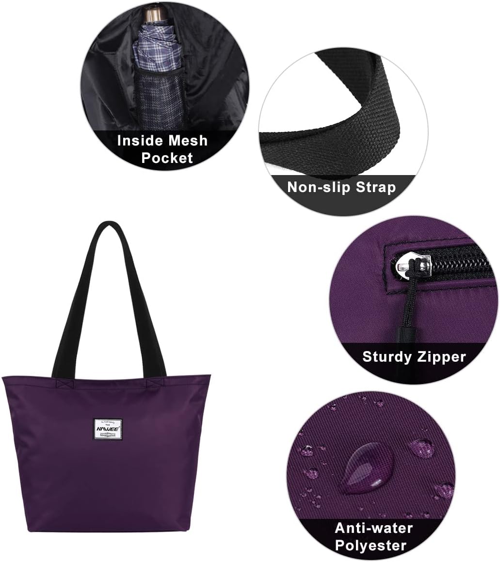 Tote Bag with Zipper for Women Inside Mesh Pocket Heavy Duty Casual Anti-water Cloth Travel Shoulder Handbag