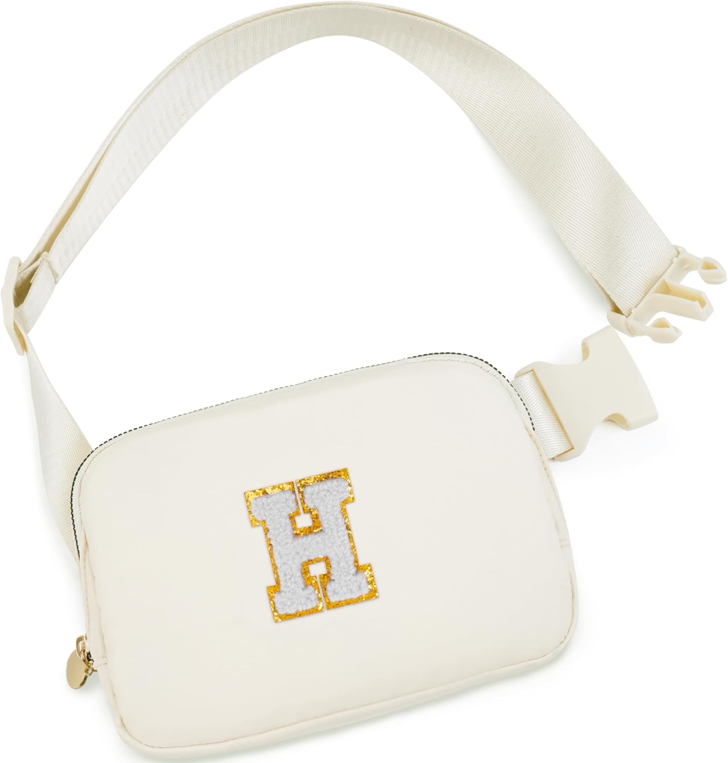 Monogrammed Gifts for Women - Fanny Pack for Kids, Crossbody Bag for Women, Trendy Everywhere Belt Bag Fashion Monogrammed Waist Packs, Initial White H, Cream