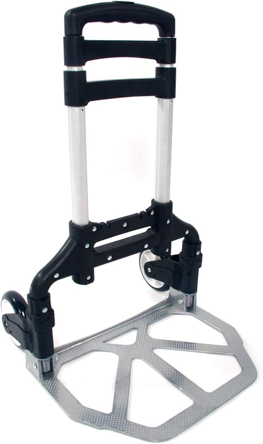 Portable Push Cart & Luggage Dolly Cart,Luggage Trolley Cart,Aluminum Portable Folding Hand Truck Cart,Utility Collapsible Hand Truck,with Elastic Ropes,for Home Moving Travel Office Use (Black)