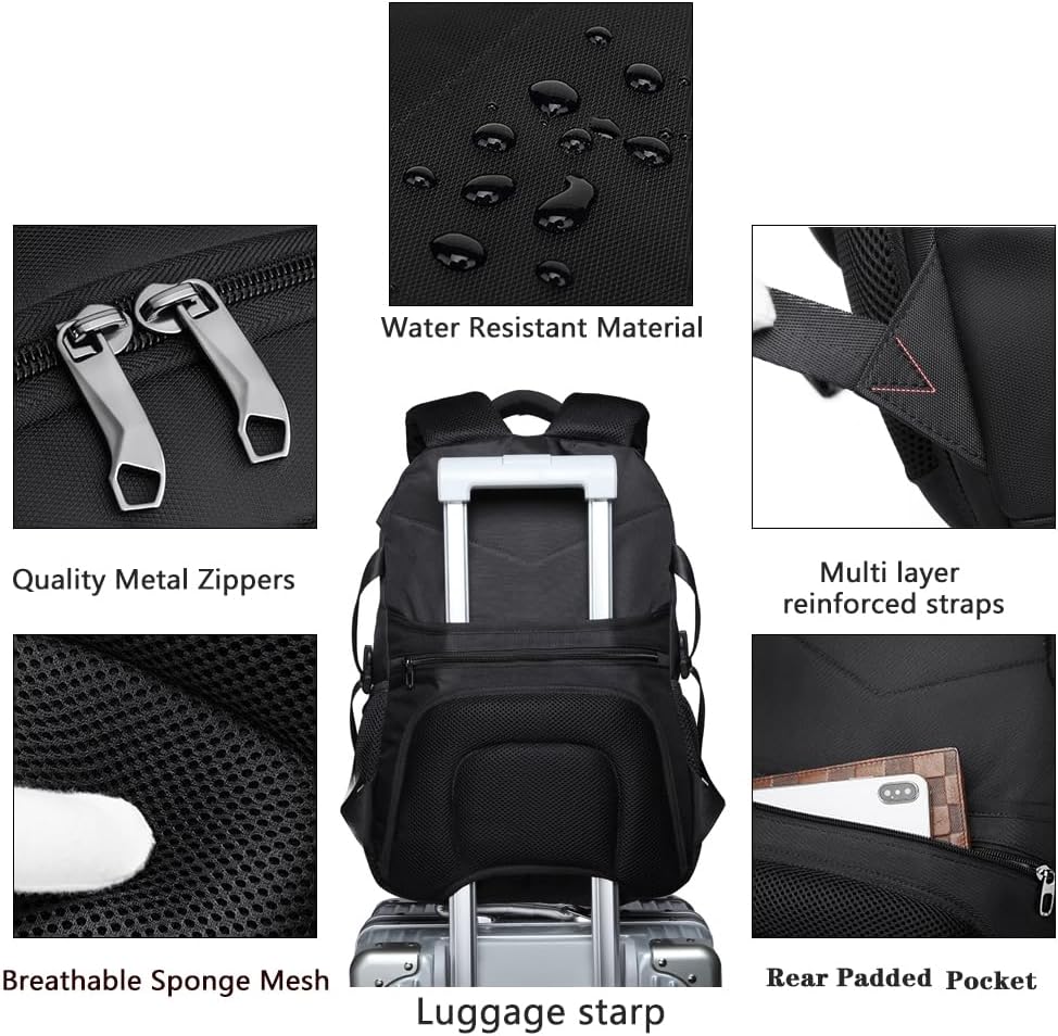 Travel Laptop Backpack for Men, Water Resistant Backpack Airline Approved Business Work Bag with USB Charging Port