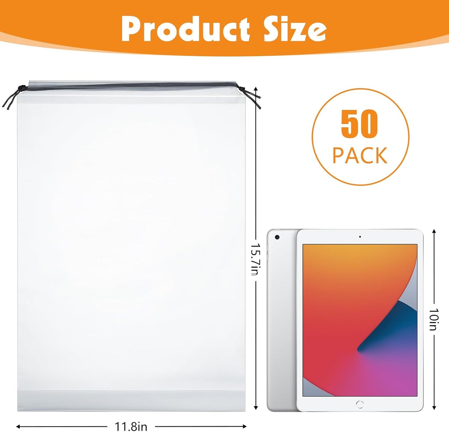 50 Pack Shoe Bags for Travel, 15.7" x 11.8" Large Clear Travel Shoe Bag Vacation Essentials Cruise Essentials Portable Drawstring Packing for Men & Women