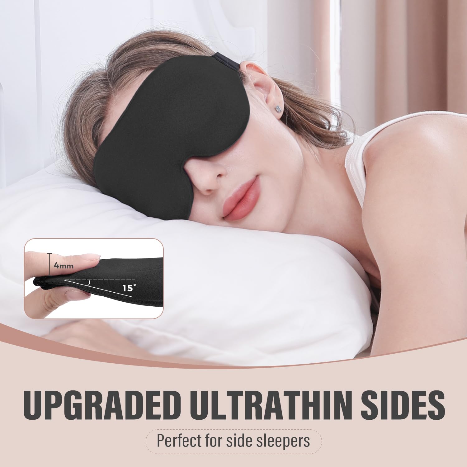 YIVIEW Sleep Mask for Side Sleeper, Light Blocking Zero Pressure Blindfold