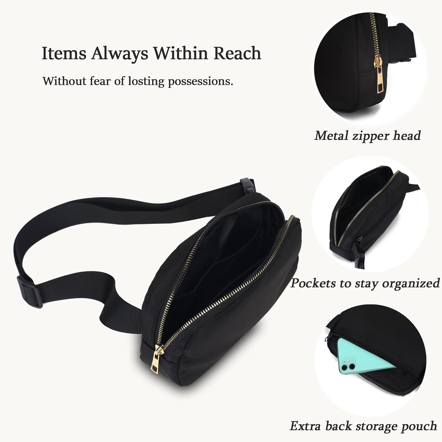 DAITET Crossbody Fanny Pack for Men&Women,Large Waist Bag & Hip Bum Bag with Adjustable Strap for Outdoors Workout Traveling Casual Running Hiking Cycling
