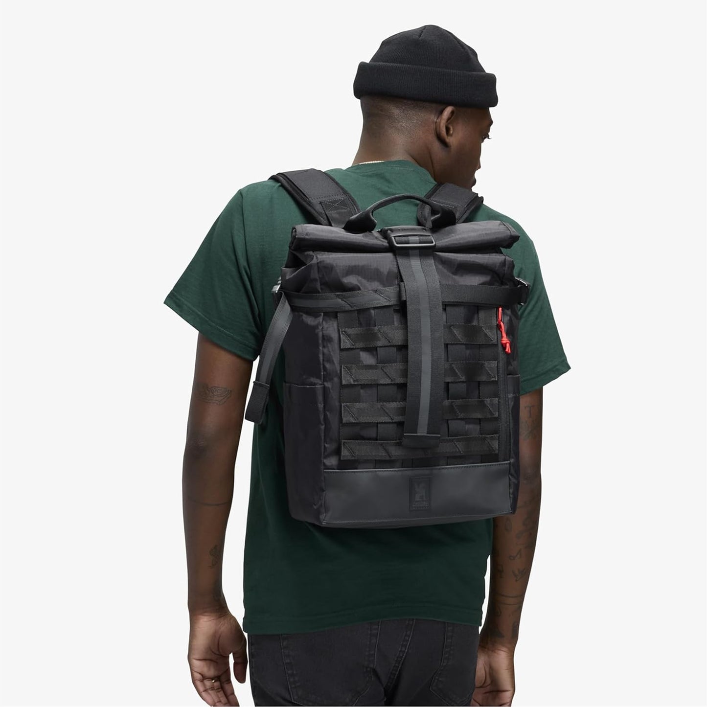 Chrome Industries Barrage 18L Moss X Roll-Top Backpack – Water Resistant Bag for Work, School, Travel – Features Cargo Net & Laptop Pocket
