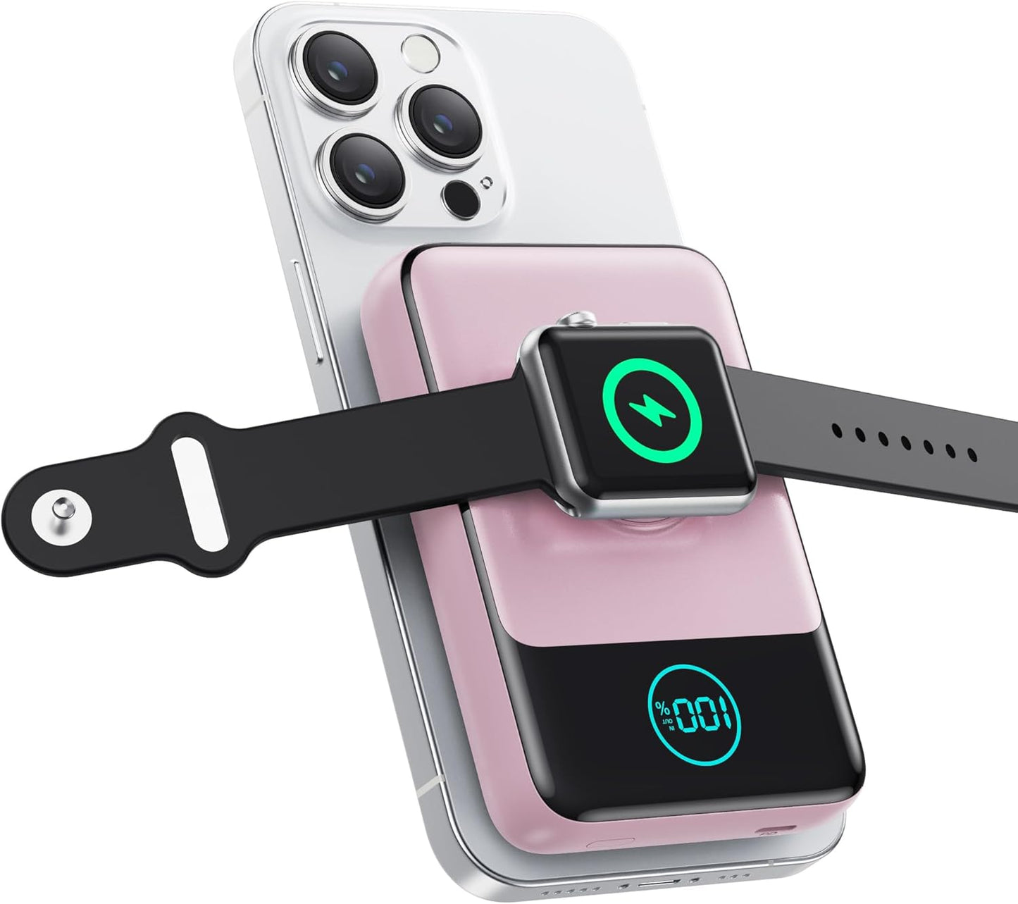 Magnetic Portable Charger for iPhone, 10800mAh Qi2 15W Wireless Power Bank with iWatch Charger,30W PD Fast Charging USB-C Travel Essentials Battery Pack for Magsafe,iPhone 17/16/15/14/13, Apple Watch