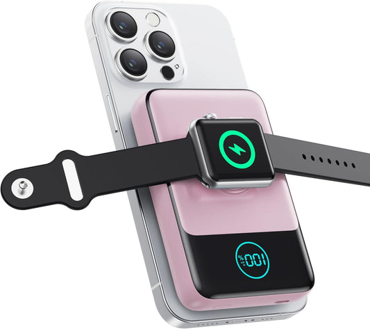 Magnetic Portable Charger for iPhone, 10800mAh Qi2 15W Wireless Power Bank with iWatch Charger,30W PD Fast Charging USB-C Travel Essentials Battery Pack for Magsafe,iPhone 17/16/15/14/13, Apple Watch