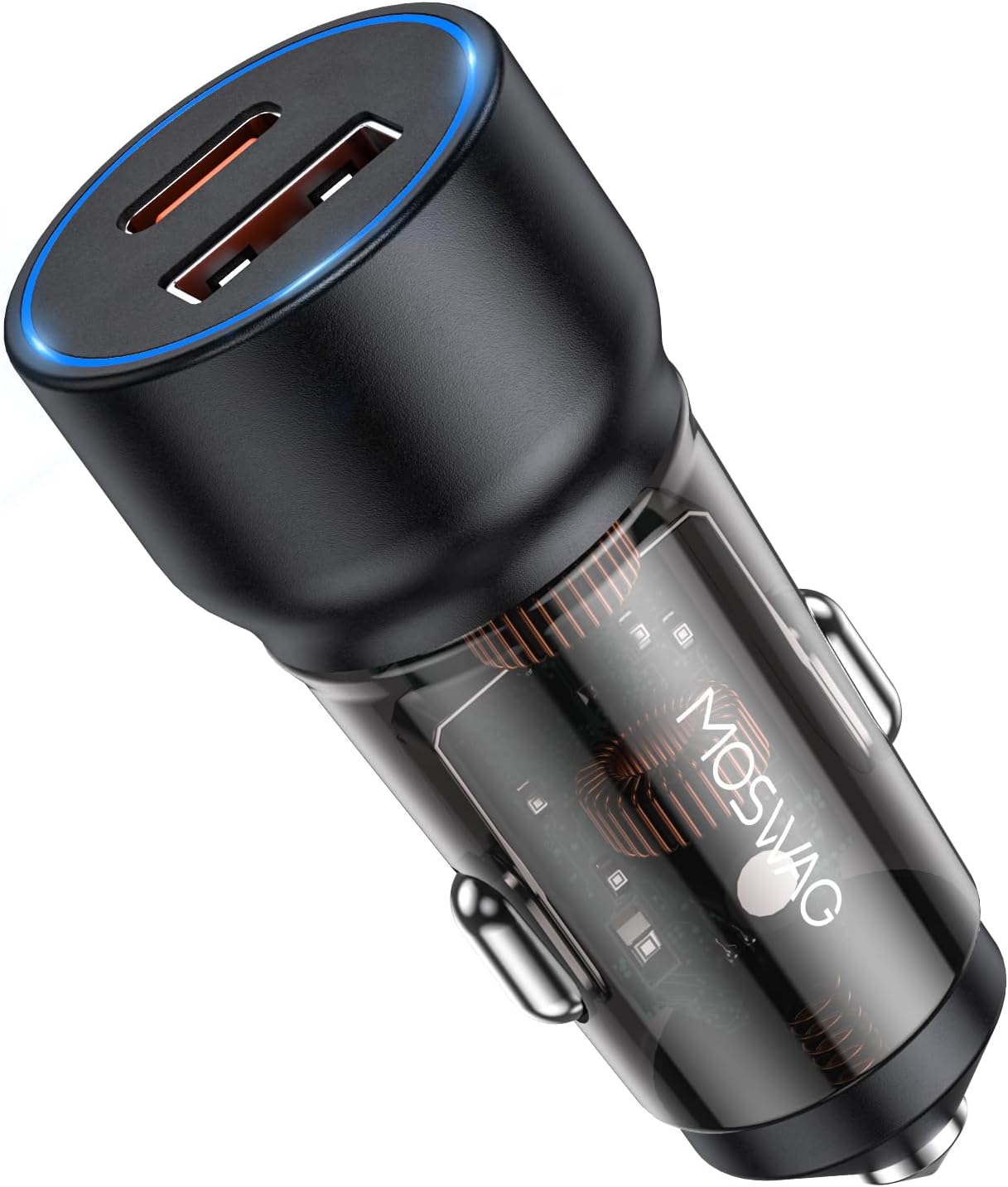 MOSWAG 75W USB C Car Charger PD 45W & QC3.0 Fast Charging Cigarette Lighter for MacBook, iPhone, Samsung, Galaxy, iPad, Google Pixel, LG, Moto, USB-C Port, Black