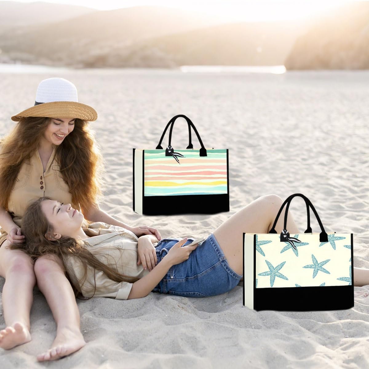 Fokongna Girls Trip 2025 For Women Friend Sister Travel Gifts Canvas Tote Bag Wet Bag for swimsuit Beach Bags Gifts