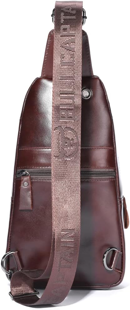 KPYWZER Vintage Leather Sling Bag Backpack for Men Crossbody Shoulder Chest Day Pack Backpacks