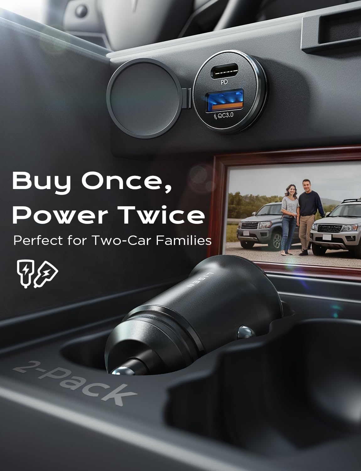 LISEN 54W Car Phone Charger USB C, Cigarette Lighter Adapter, Car Accessories for iPhone, USB C Car Charger Adapter USBC Type C 12v, for iPhone 17 Pro Max 16 15 14 13 12, Samsung Google iPad Andorid