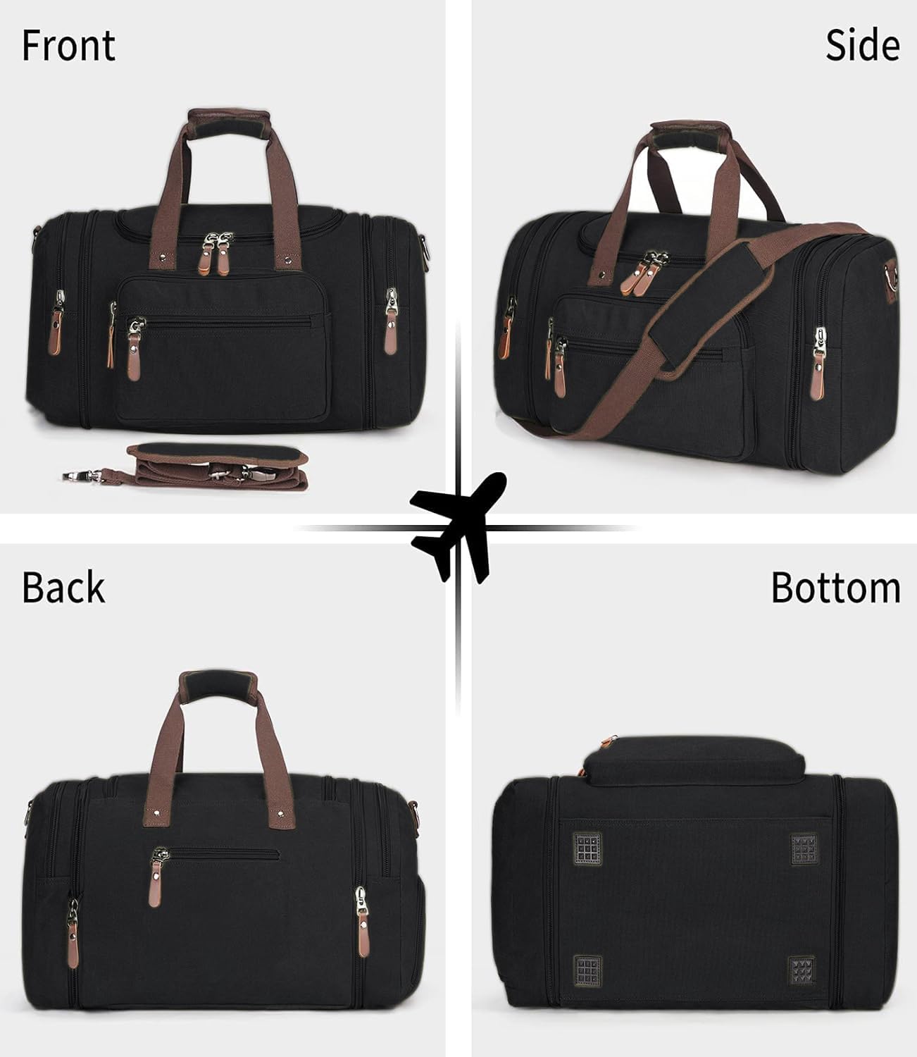 Sechunk Duffle Bag Canvas Large Outdoor Shoulder Bag Overnight Handbag Travel Tote Luggage Weekender Bag
