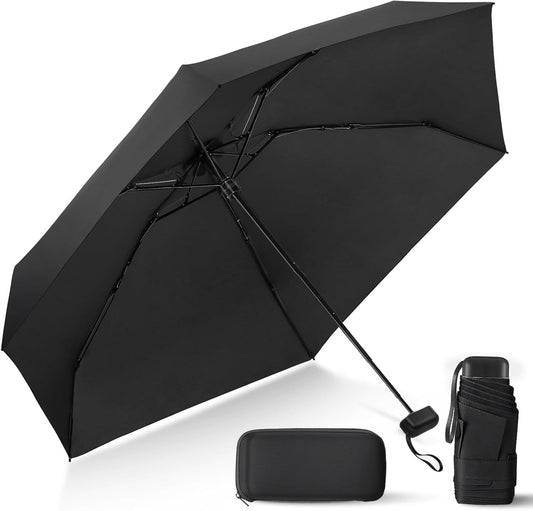 LEAGERA Compact Travel Umbrella with Case - Mini Umbrella for Purse, Small Lightweight &Tiny Design Perfect for Parasol Outdoor Sun&Rain Umbrellas