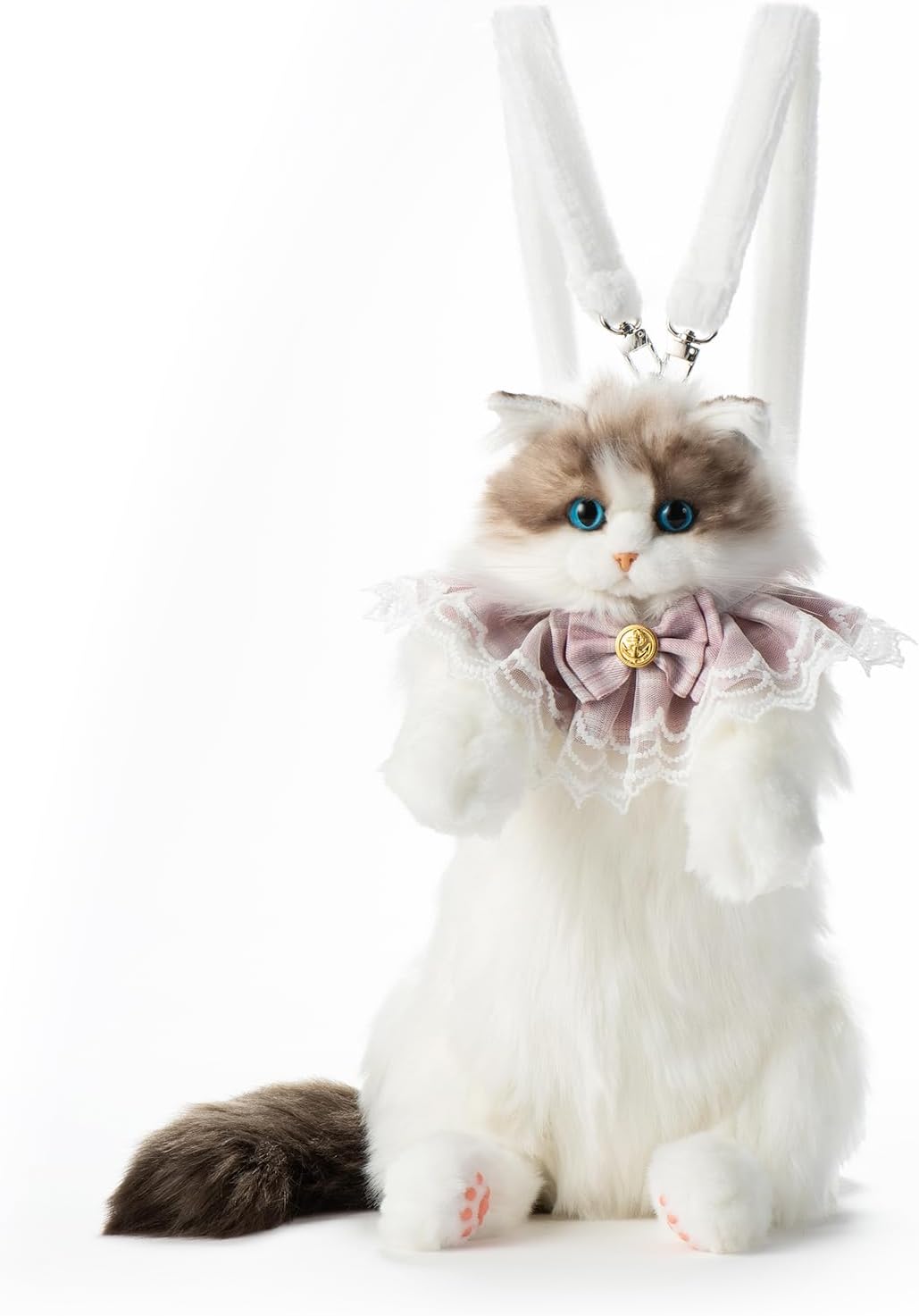 Chongker Stuffed Realistic Cat Plush Backpack - Cute and Soft Stuffed Animal Backpack with Adjustable Straps, White