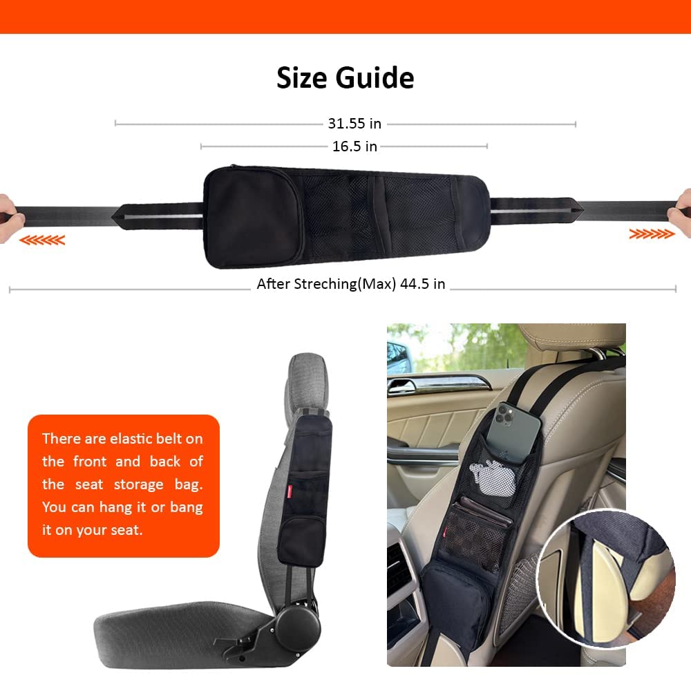 Luckybay Car Seat Side Organizer, Auto Seat Storage Hanging Bag, Phones, Drink, Stuff Holder with