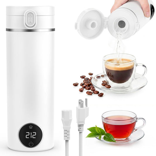 Portable Travel Electric Tea Kettle,6 Preset Temp Plug-in Keep Warm,15 OZ Small Hot Water