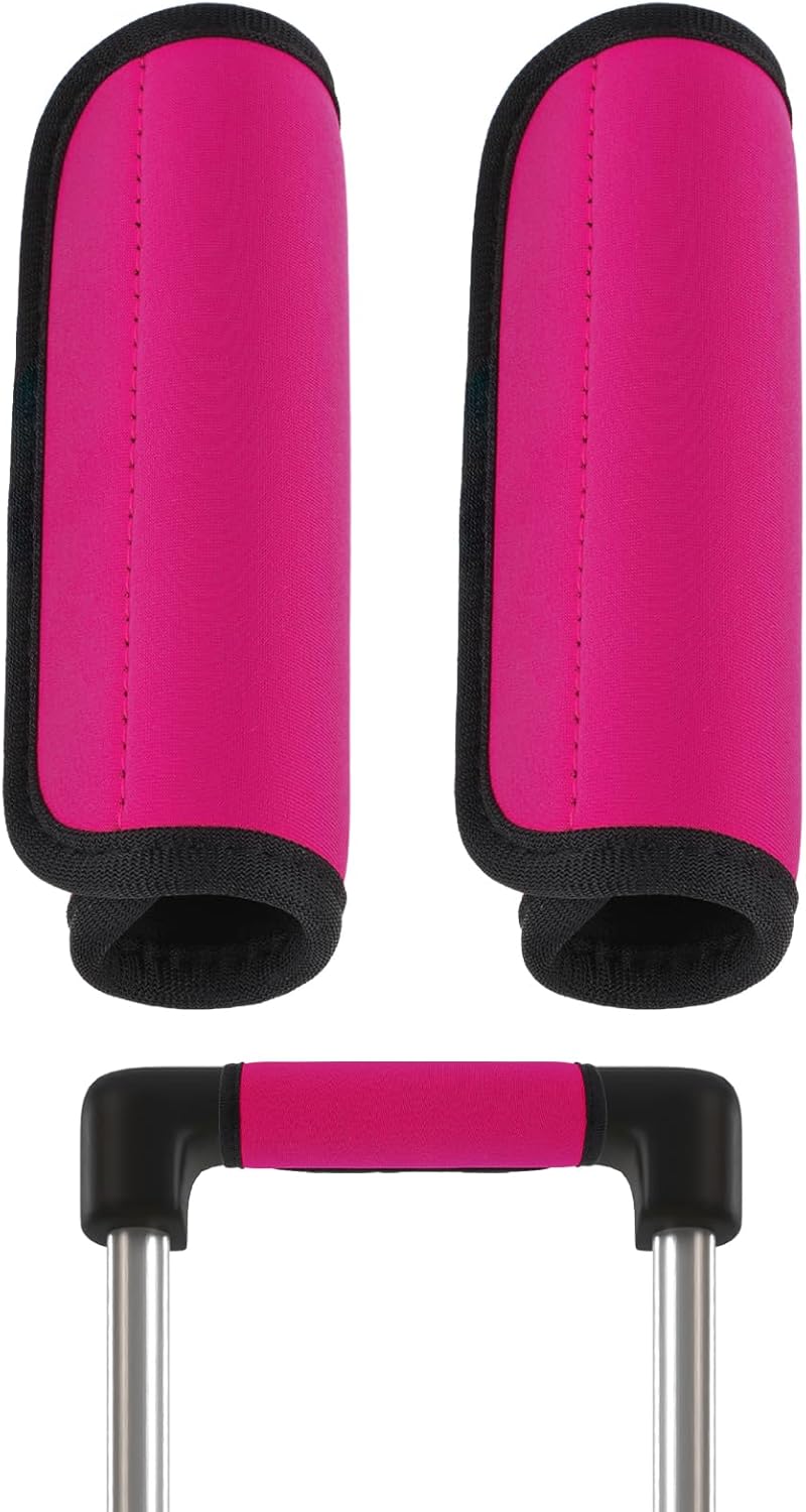 2Pack Luggage Handle Wraps for Suitcase,Rose Red Soft Luggage Identifiers for Suitcases,Travel Essential Bag Handle Wrap,Neoprene Material Suitcase Handle Wraps for Traveling