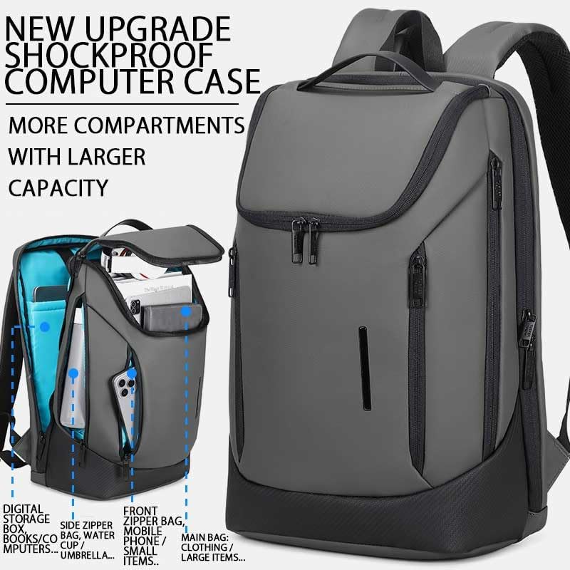Shockproof Waterproof Laptop Backpack, 17-Inch Anti-Scratch Travel Backpack with Large