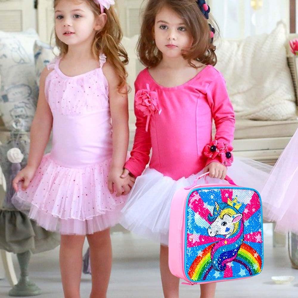 3PCS Kids Backpacks for Girls, 16" Little Kid Preschool School Bookbag and Lunch Box - Unicorn/Mermaid/Flamingo