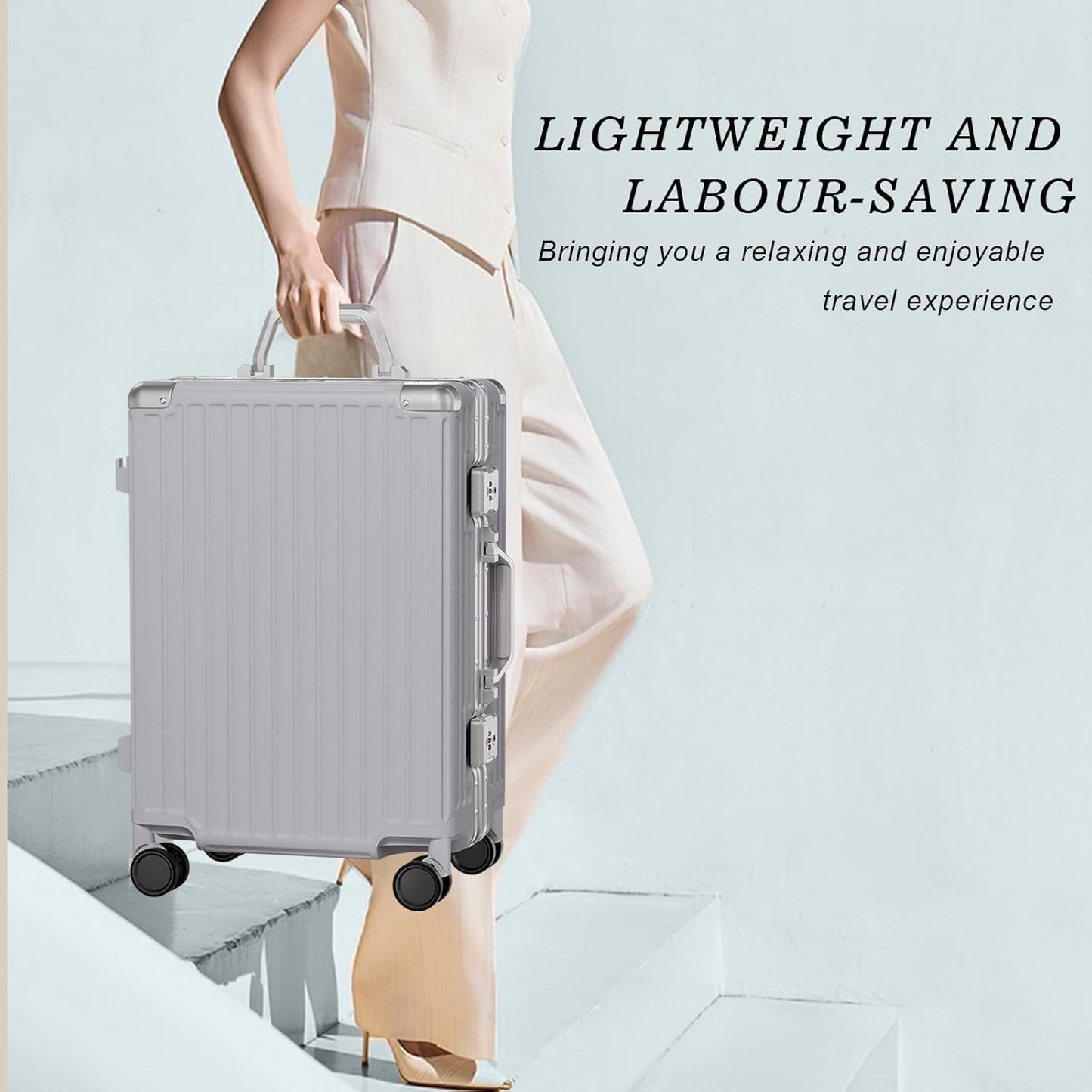 AnyZip Carry On Luggage PC+ABS Aluminum Frame Zipperless Luggage Hard Shell Suitcase with TSA Lock