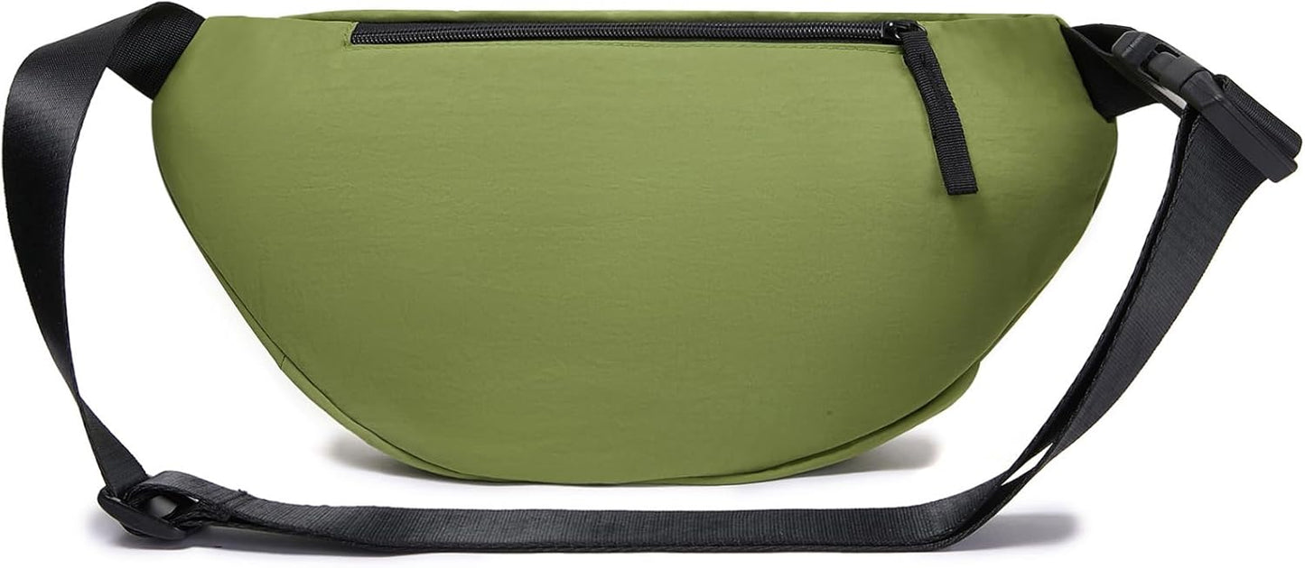 Women Sling Bags Girl Fanny Pack Crossbody Handbag Men Shoulder Bag Unisex Classic Nylon Waist Packs Purse Hiking Chest Bag, Easy Carry Any Phone,Wallet (Brilliant green)