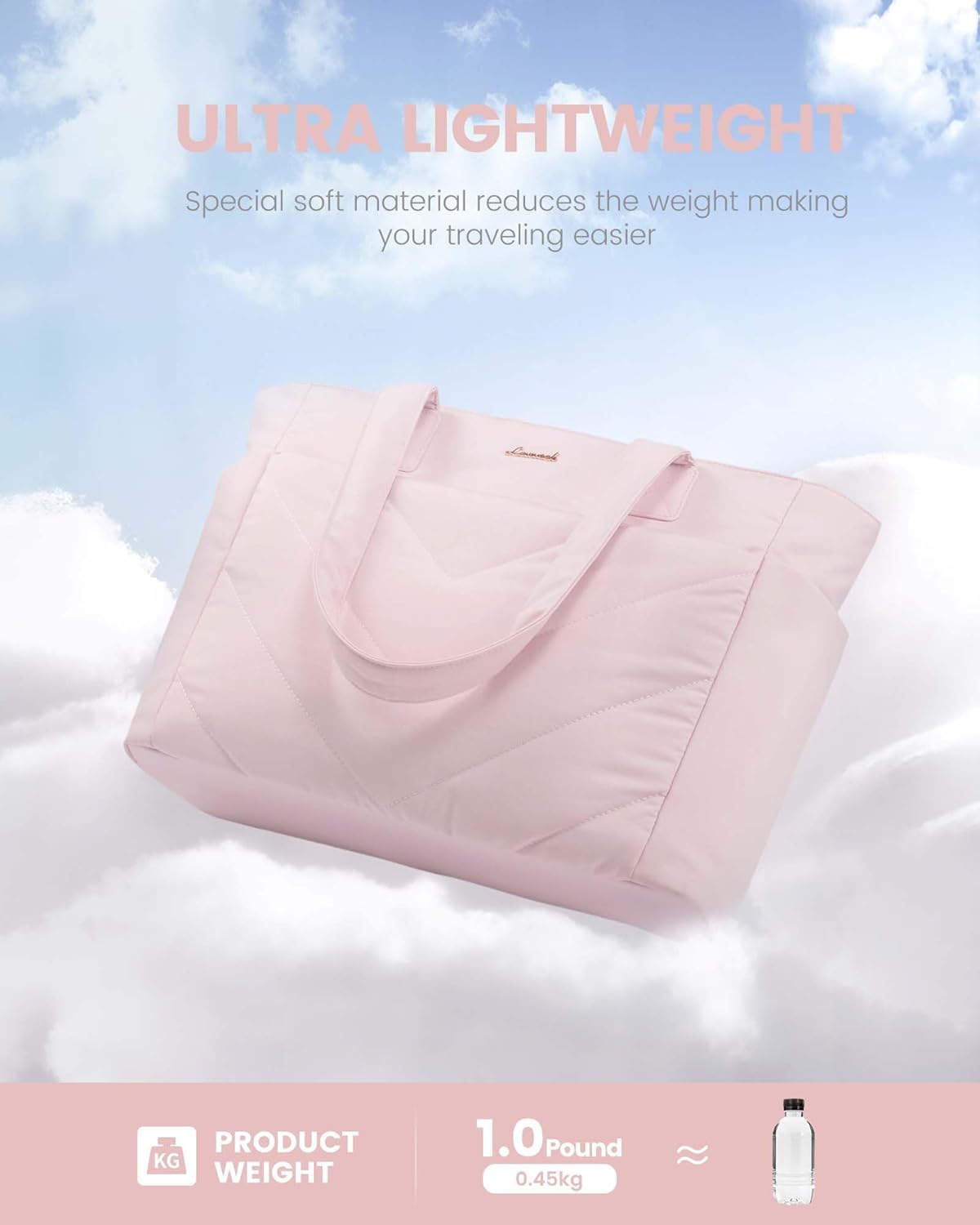 LOVEVOOK Tote Bag for Women, Puffer Work Travel Handbag with Zipper for Teacher Nurse, Quilted Cute Laptop Shoulder Gym Bag