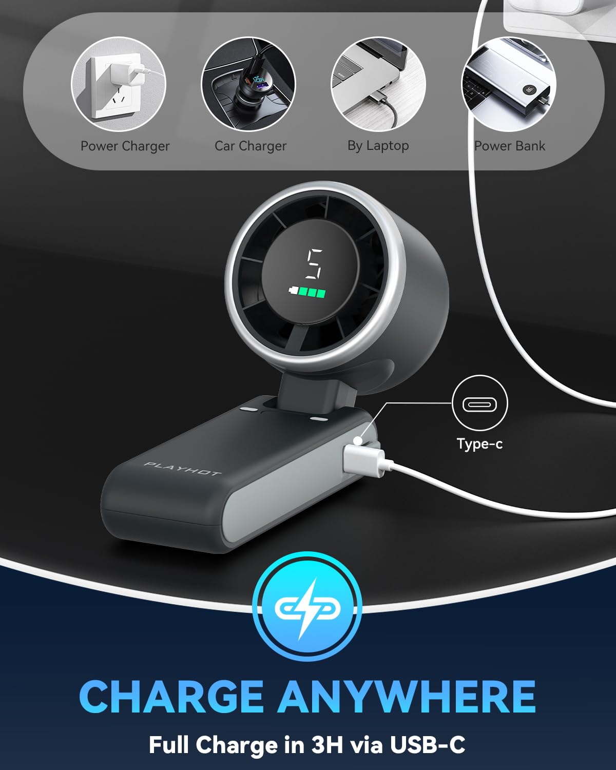 PlayHot Portable Handheld Turbo Fan, Travel Essentials, Gifts for Women/Men