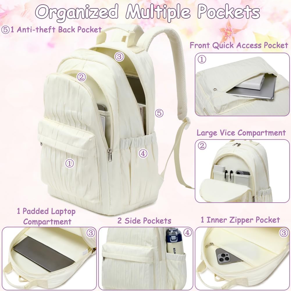 School Backpack for Girls Large Capacity Bookbag for Kids Teens School Bags for Primary Middle School College Daypack with Anti Theft Back Pocket