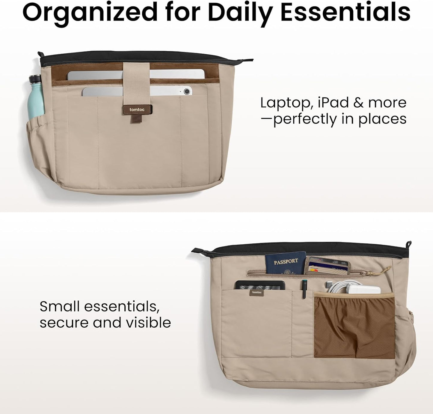 tomtoc 14-inch Puffy Laptop Tote Bag for Women 10L, Lightweight Puffer Work Tote with Padded Device