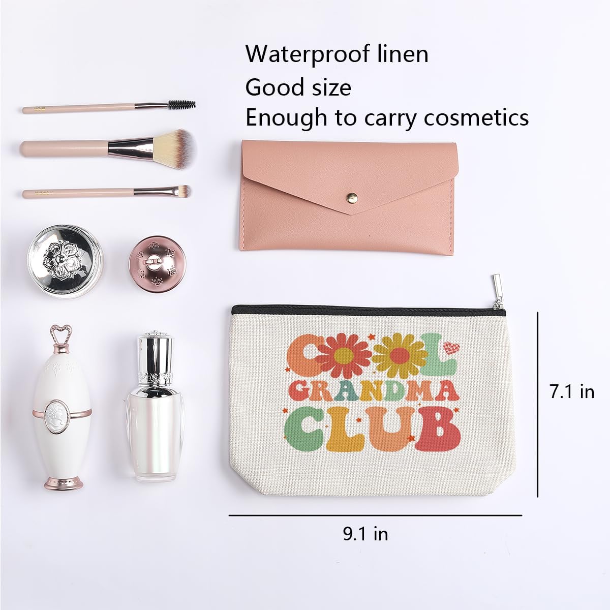 Grandma Gifts from Grandkids, Cool Grandma Club Gift, Grandma Makeup Bag, Gift for Grandma, Birthday Mothers Day Christmas Gift Ideas, Travel Toiletry Makeup Organizer Zipper Pouch