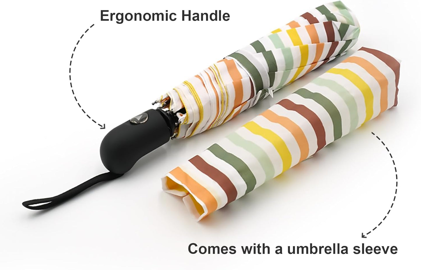 Nollia Windproof Automatic Travel Umbrella, Compact Portable with Reinforced Ribs for Sun & Rain