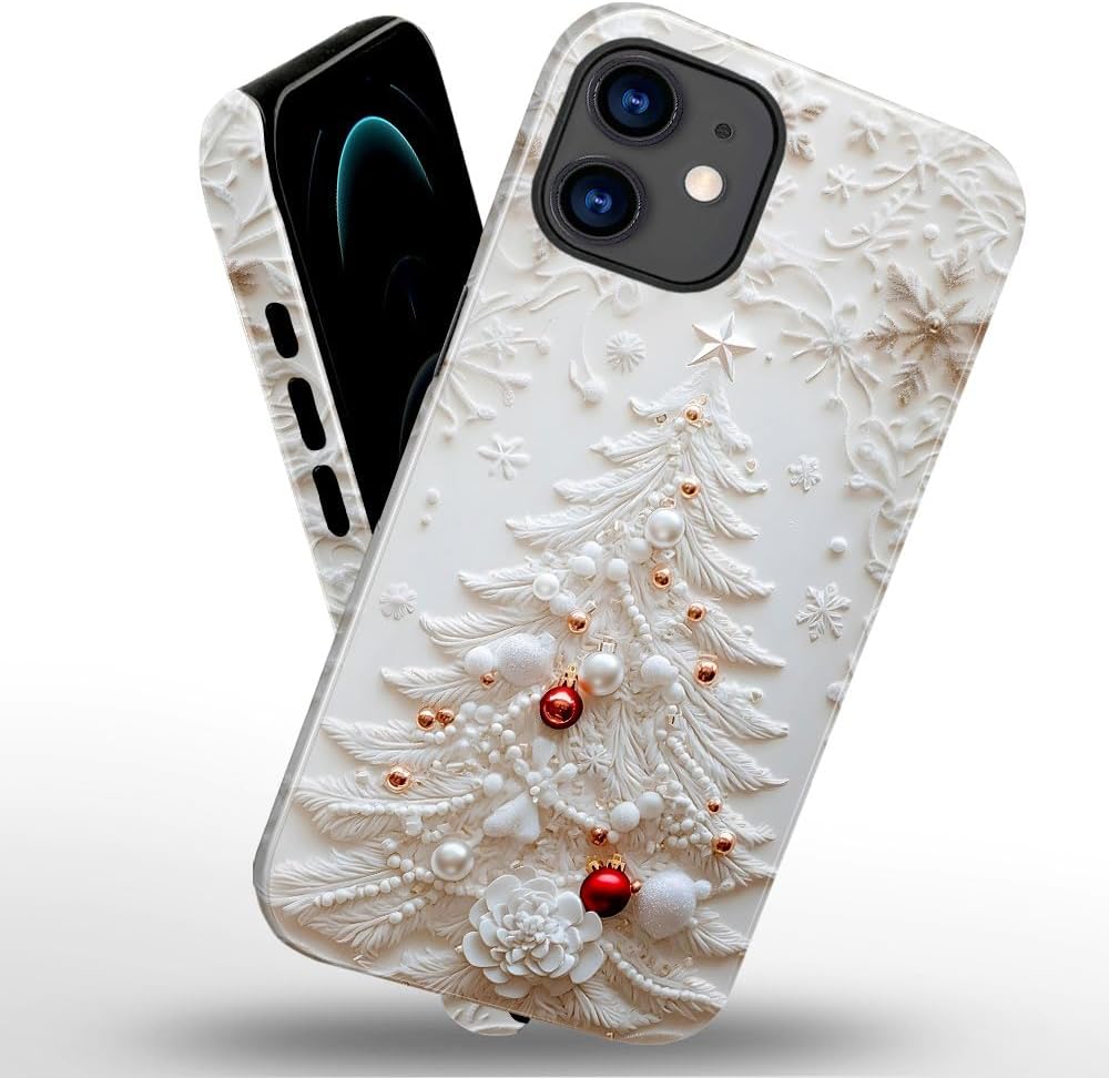 Case for iPhone 11 - Slim Fit Anti-Scratch Phone Case for Girl Women - Christmas Tree White (Glossy)